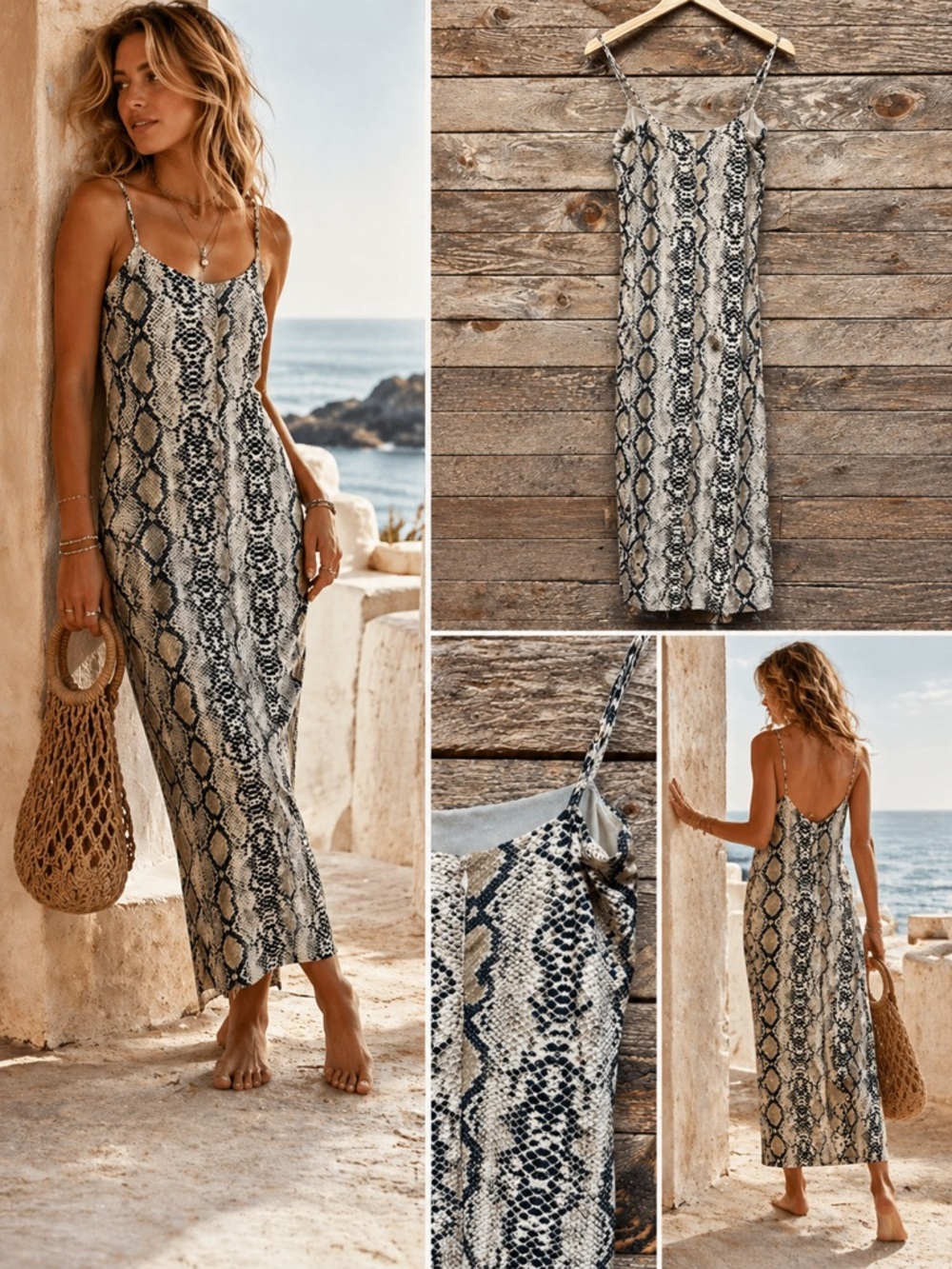 re:named Snake-Print Reptile Hide Cover in Gray & Brown
